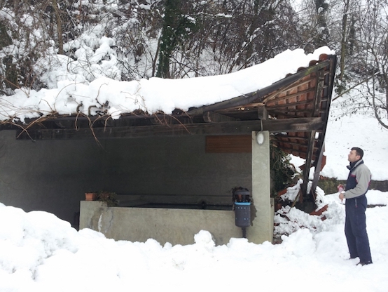 Alcuni danni creati dalla neve a Cossano Belbo.